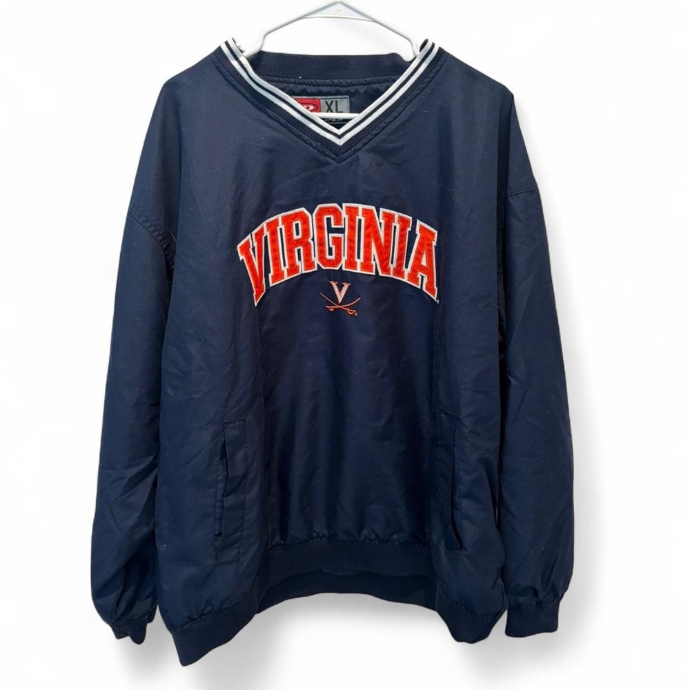 University of Virginia Navy Pullover Crewneck with Orange Embroidery